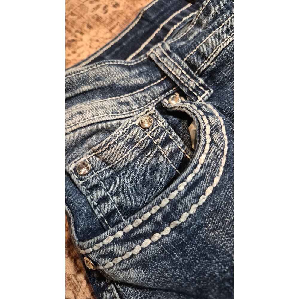 SKY Premium Collection Jeans 13/14 Y2K Rhinestone Embroidered Flare McBling - Picture 8 of 15